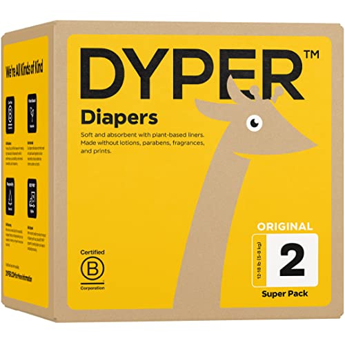 Image of DYPER Viscose from Bamboo Baby Diapers Size 2 | Honest Ingredients | Cloth Alternative | Day & Overnight | Made with Plant-Based* Materials | Hypoallergenic for Sensitive Skin, Unscented