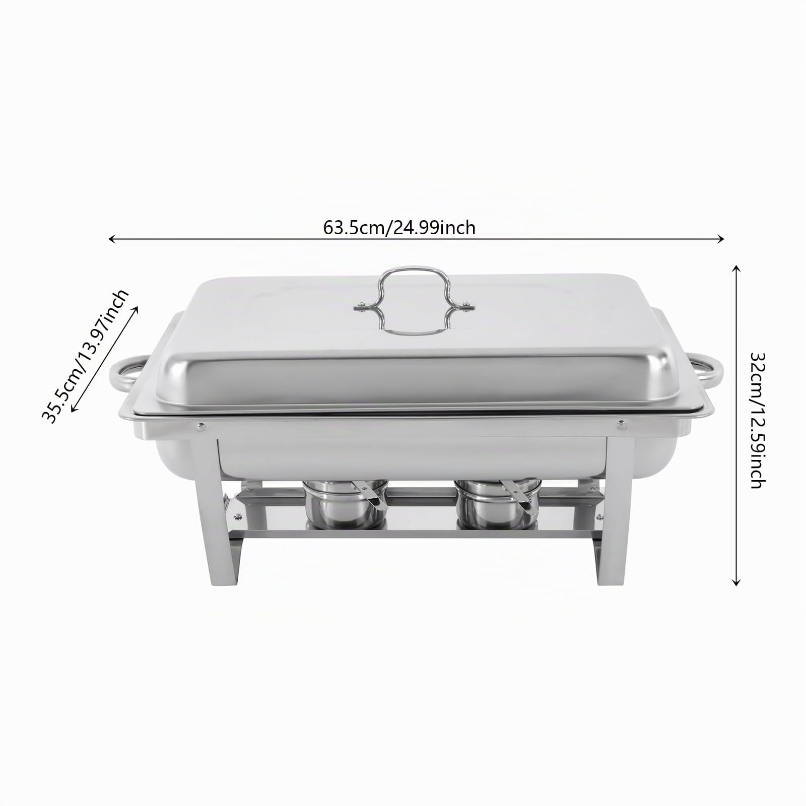 Set professionale per chafing Dish, Scaldavivande per Buffet Acciaio Inox 3x 9L, 52,8 x 32,5 x 9,2cm Contenitore Vassoio di Riscaldamento per Buffet Albergo Hotel Mensa Supermercato Ristorante
