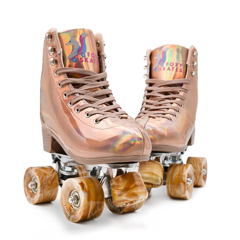 Photo 1 of FoxySkate Roller Skates Women, Double Row & 4 Wheels Shiny Roller Skates Size 8