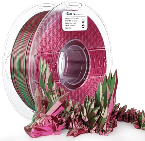 AMOLEN 3D Printer Filament, PLA Filament 1.75mm Dual Color Filament, Silk Red Green 3D Printing Filament 1KG/2.2lb