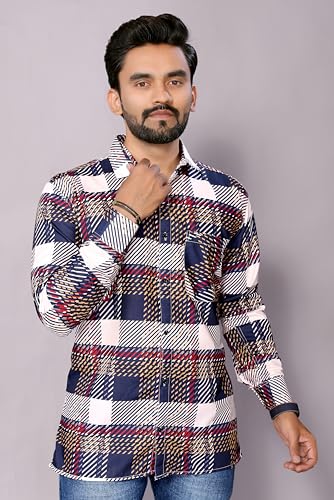 Image of GURIK Men's Cotton Box Checkered Slim Fit Casual Shirt with Chest Pocket, Full Sleeve Shirt for Formal & Casual Wear
