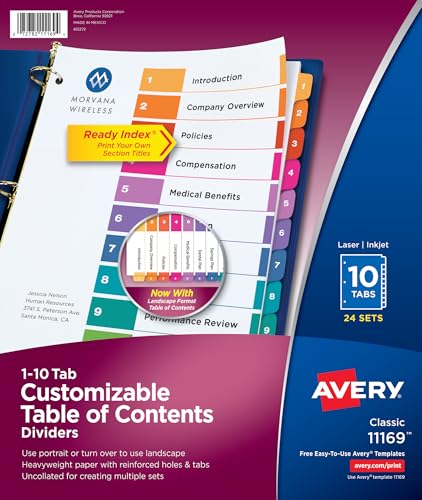 Avery 11169 diviseur à onglets renforcés pour grand classeur