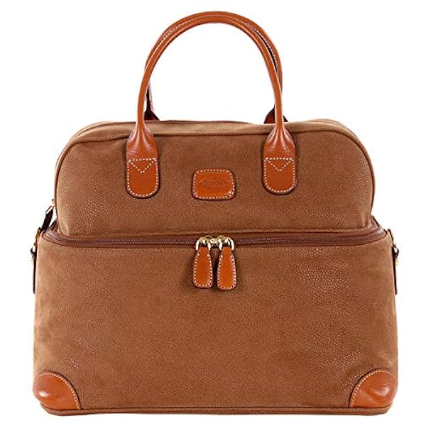 Bric's Beauty Case Tote Collezione LIFE, Borsa da Toilette da Viaggio con Fascia per Maniglia Trolley, Accessario di Viaggio Effetto Scamosciato, Dimensioni 35x29x19, Camel