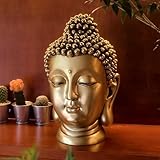 ARSTRIA Buddha's Head Statue 14.3'' H Large Size Buddhist Religious Buddha Bust Statue Figurine Decoration for Zen Decor Spiritual Relaxation Home and Office Decorations