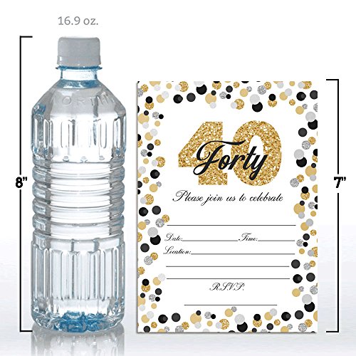 Confetti Polka Dot 40Th Birthday Party Invitations, 20 5"X7" Fill In Cards With Twenty White Envelopes By Amandacreation #TOP6