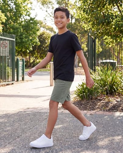 Image of 5 Pack Boys' Cotton T Shirts Crew Neck Plain Short Sleeve Tops Kids Teens