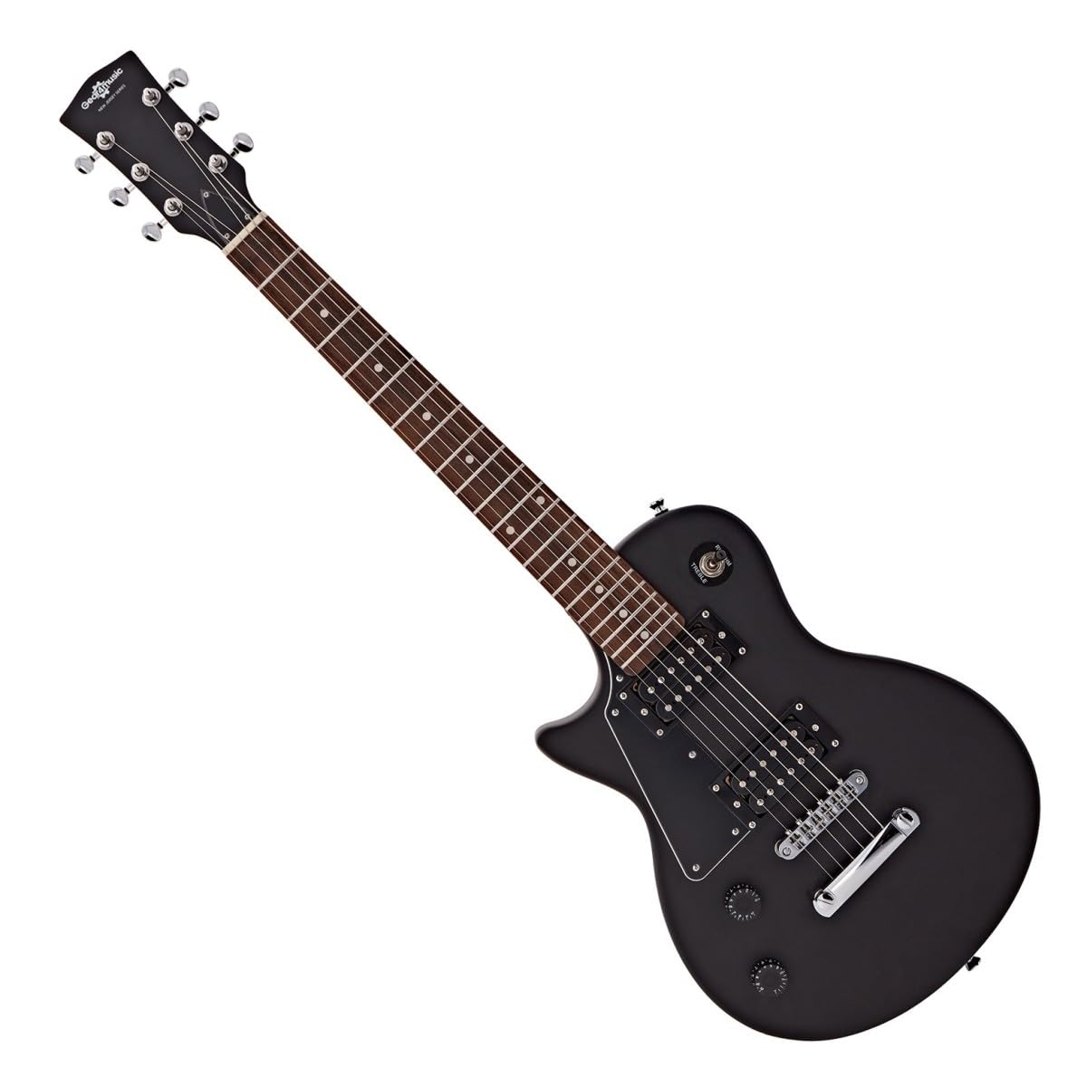 Chitarra elettrica mancina 3/4 New Jersey di Gear4music, nera | Estetica e Toni Classic Rock, Taglia 3/4 Ideale per Giovani Suonatori, Mancina, Design Amichevole, Nero