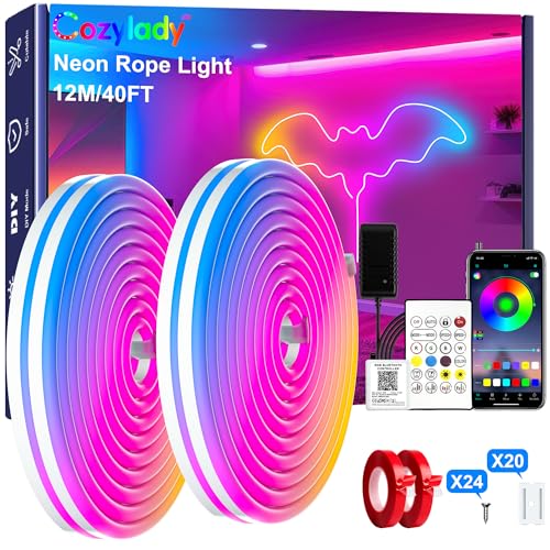 Cozylady 40Ft RGB LED Neon Rope Lights (App/Remote Control)