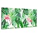 Canvas wall art Green Leaf Tropical Plants Simple Life Picture Artwork, Pink Flamingo Tropical art Canvas Art Minimalist Watercolor Painting Wall Decor for Bathroom Living Room Bedroom Canvas Print