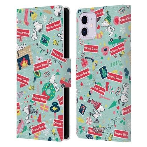 Coque Peanuts iPhone 11 personnalisé étui portefeuille cuir motif Noël