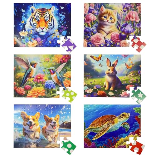 Jigso, 6 Puzzles avec 20 Grandes pièces, Grands Puzzles, colorés, pour Enfants Les Personnes âgées, maladie d'Alzheimer, Jeux de mémoire et de cognition pour Les...