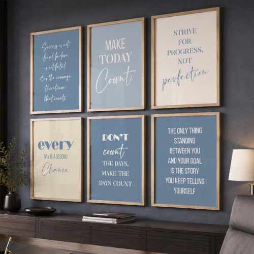 Image of kotart Motivational Quote wall Paintings with Frame for Home Decoration - Painting for Living Room Bedroom Office Wall hanging frames - Pack of 6 (D)
