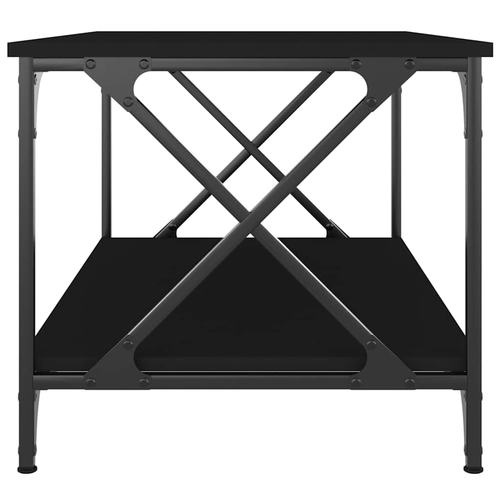 Stolik kawowy, czarny, 80 x 50 x 45 cm, materiał drewnopochodny, żelazo, do salonu, stolik pomocniczy, stolik pomocni