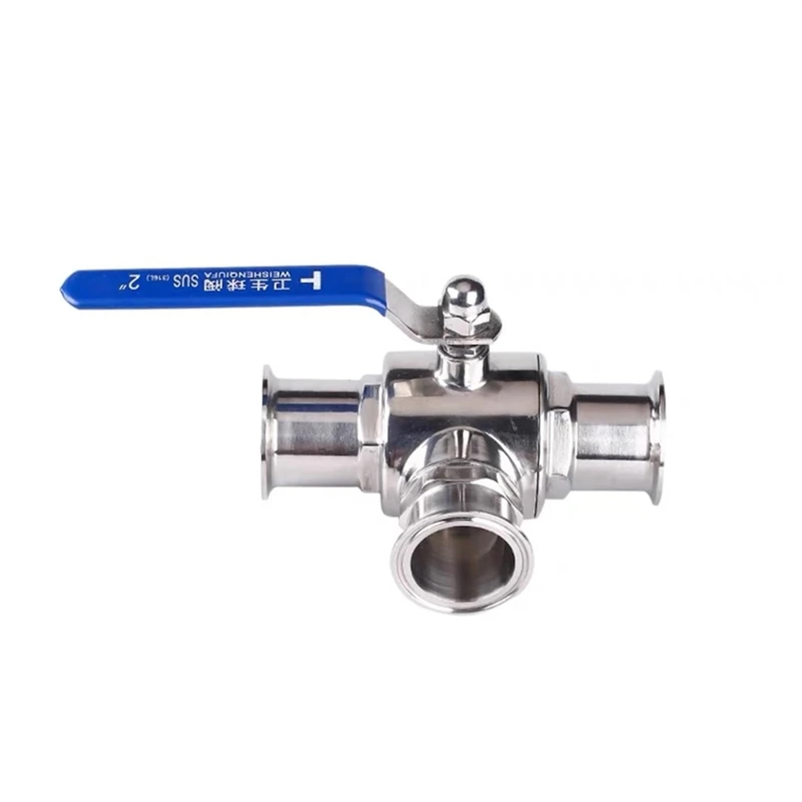 Vanne à boisseau sphérique 3 voies L 2 pouces en inox 304 type tri-clamp