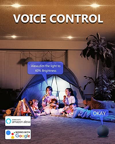 Teekuv Smart Recessed Lighting 6Inch, 12W Led Recessed Ceiling Lights App Control, Work With Alexa & Google Assistant, Rgbcw Color Changing Downlight With Junction Box, Sync To Music, 8 Pack #TOP3