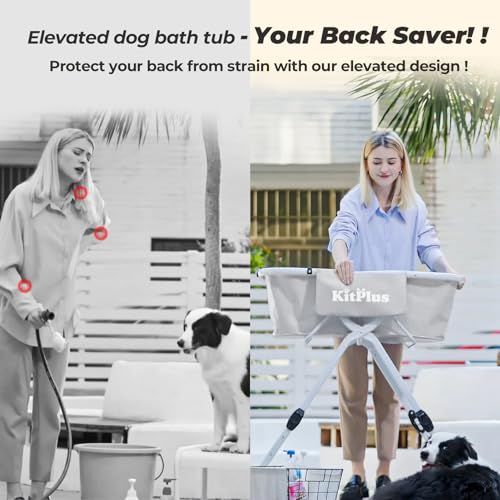 KITPLUS Elevated Dog Bath Tub, 5 Height Adjustable (28-40 in), Foldable and Portable Dog Bathing Station, Pet Wash Station for Small to Large Size Pets - Image 3