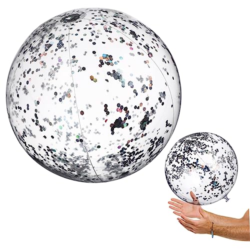 VICASKY 2 Pcs Glitter Confetti Beach Balls Inflatable Pool with Pump for Games and Photo Props Durable Material