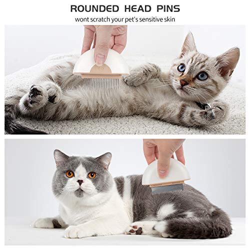 Cat Hair Removal Comb Dog Grooming Brush 2 in 1 Pet Massage Shedding Brush Portable Self Cleaning Tools for Short Long Haired Puppy & Kitten & Rabbit & Little Pets - Thumbnail 3