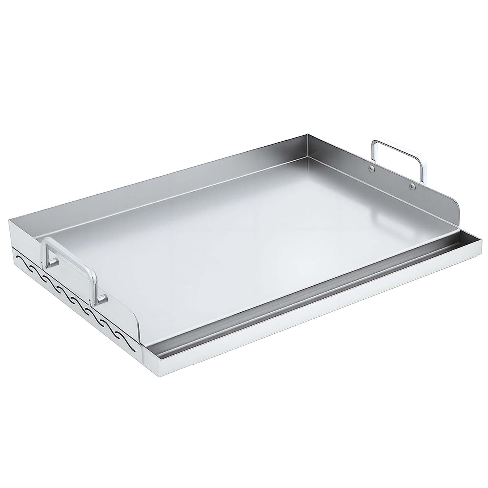 Plancha Grillplatte Edelstahl 51x32x7cm, Grillplatte Gasgrill für Holzkohle Grillwagen & Gasgrill, Antihaftbeschichtung, Fettwanne & Stabiler Aufbau