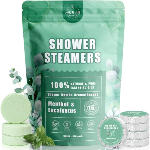 Shower Steamers Aromatherapy 15-Pack Shower Bombs Gifts for Wife, Organic Menthol & Eucalyptus for Shower Natural Essential Oil, Birthday Father Day Gifts for Her Him Women Men Daughter Stress Relief