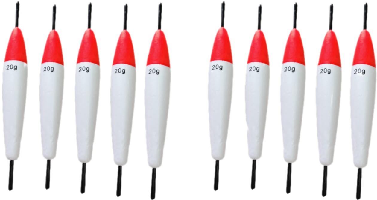 Hope Kart Cylindrical Fishing Float Floater Set Bobbers with Sticks Tackle Lure Floats Styrofoam, Red White, 20 Grams, 11 cm Long, Pack of 10 (B0D3M3KHFW) Amazon Price History, Amazon Price Tracker