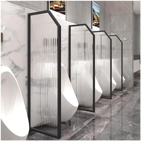 Men's Urinal Privacy Partition Screen - Wall-Mounted Stainless Steel & Tempered Glass Divider for Public Restrooms 6 Pcs Set for Shopping Malls & Hotels -& Stylish