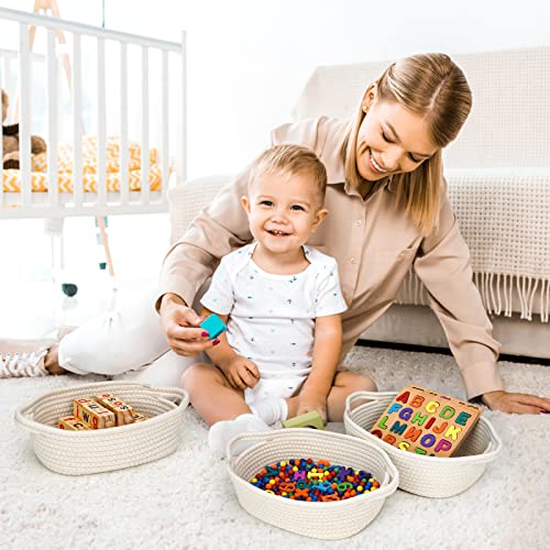 Mzvul Cotton Rope Storage Basket, 5 Pcs Woven Baskets For Organizing, Toy Storage Small Baskets, Cuboid Woven Storage Basket With Handles For Baby Nursery, Bathroom Organizer Bins (Beige) #TOP6