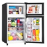 Manastin 3.5 Cu.Ft Mini Fridge with Freezer, 2 Door Small Refrigerator, 7 Level Adjustable Thermostat, Compact Fridge for Living Room, Office, Kitchen and Apartment(Black)