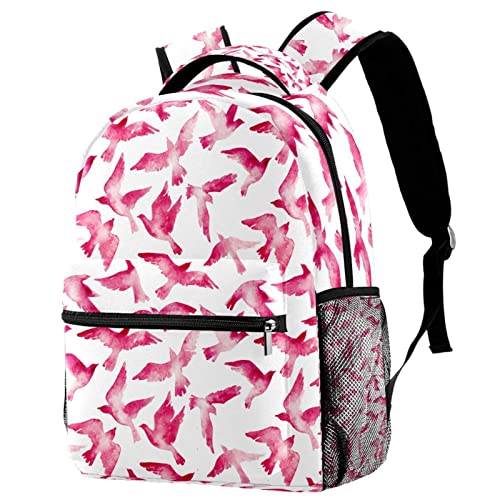 Sac à dos voyage oiseau rose et son porte-bouteille pour les cours