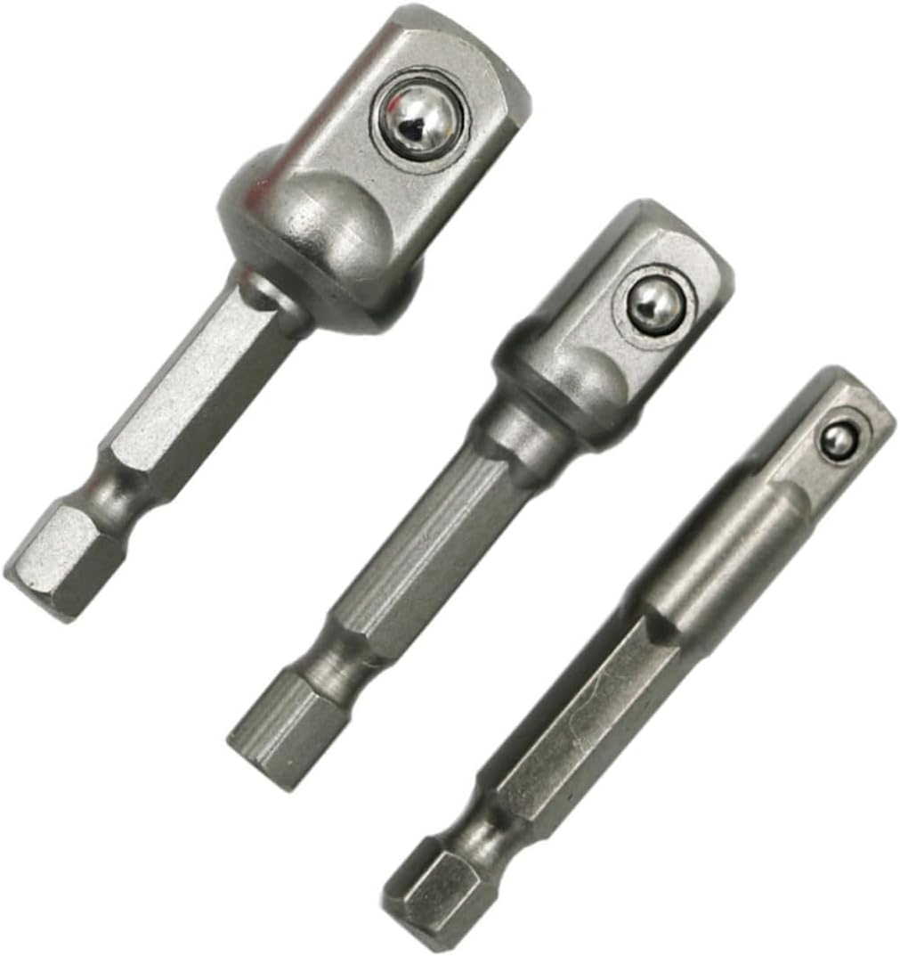 Kisangel 3pcs Socket Adapter Set Square Impact Extension Connector for Power Drill Durable and Chromium-vanadium Construction