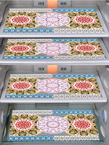 Image of DakshyaIndustries Pack of 4 PVC Printed Fridge Mat /Refrigerator Mat (Multicolour)