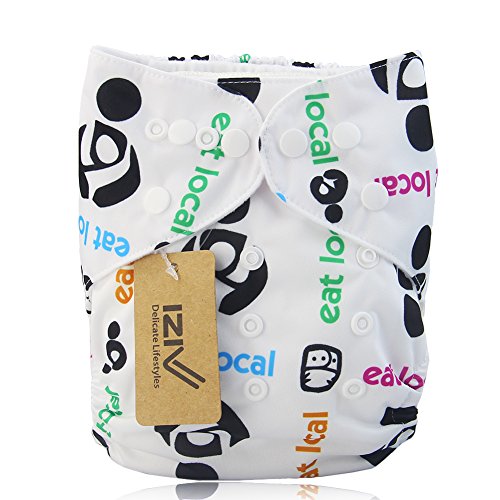 iZiv(TM) Newborn Infant with 1 Thick Insert Waterproof/Adjustable/Reusable/Washable Cloth Diaper Fit Babies 0-3 Years(Eat Local)
