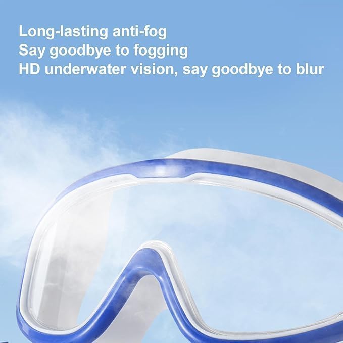 Image of Arviz Anti-Fog Swimming Goggles for Men & Women, Wide-Angle Vision with Attached Earplug & Adjustable Strap, Big Frame Competition Professional Swim Goggles for Swimming Surfing & Training (Blue)