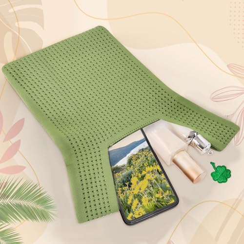 Image of Small Crochet Knit Tote Wrist Bag, Portable Knot Sleeve Handle Bag Cute Wristlet Pouch Purse for Women