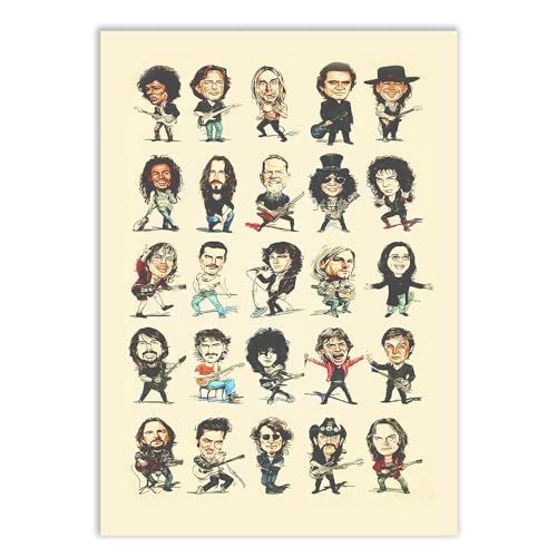 Placa Decorativa A4 Ícones Do Rock Musica Metal Bandas