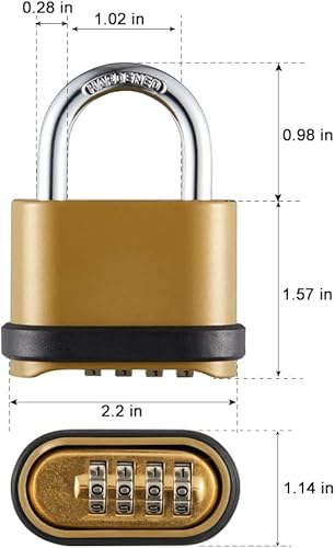 Miniatura 2 de Cerradura de combinación de 4 dígitos, candado de combinación al aire libre con grillete de acero endurecido, cerraduras con código para cobertizos,