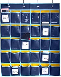MISSLO Classroom Pocket Chart for Cell Phones Office Business Card Holder (30 Pockets)