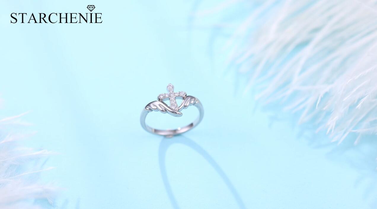 Amazon.com: STARCHENIE Cross Ring 925 Sterling Silver Angel