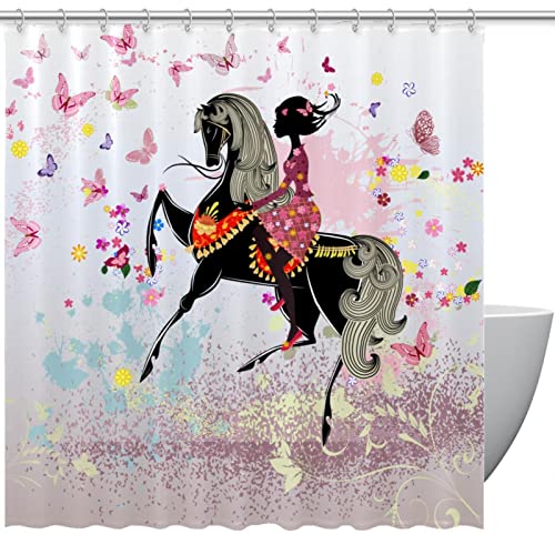 Rideau de douche rose papillon imperméable contre les fuites