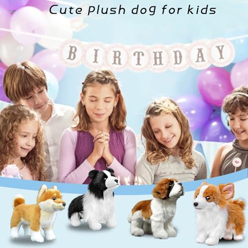 Tiny Heart Border Collie Stofftier Plüschtier 28cm/11” realistisches Border Collie Plüsch schönes Tier niedliche und weiche Geschenke Hund für Kinder Jungen und Mädchen Spielzeug Schwarz