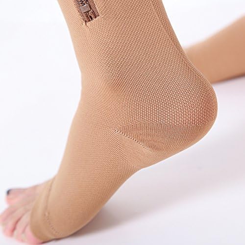 2 Pairs Open Toe Knee Length Zipper Compression Socks 15-20 mmHg Support 3 SizeassortedL/XL