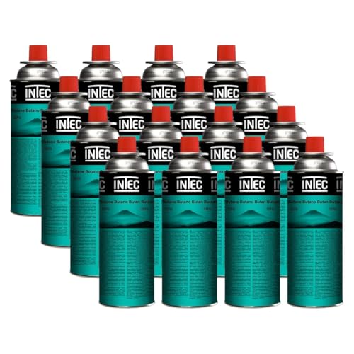 INTEC - Pack 16 Cartouches Gaz Butane 227g UN2037 | Bouteilles Sécurisées sans Fuite pour Réchaud de Camping Plancha Chalumeau Cuisine et Désherbeur...