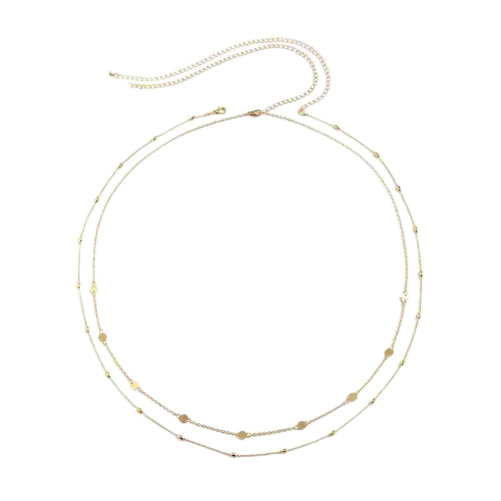 Body Chain Damen Kette - Goldfarbene einfache Strandkette mit Kreuzband für Taille und Bauch - Schwarze Harnaskette - Edler Schmuck für Damen - Accessoires