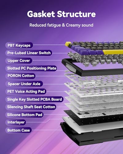 Image of Redragon K725L Wireless Mechanical Keyboard with Screen and Knob, Purple