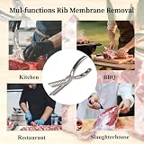 Rib Membrane Remover Stainless Steel Tool Kit with Ergonomic Grip, Dishwasher-Safe Rib Prep Accessory for BBQ Grilling and Cooking (1 Pack)