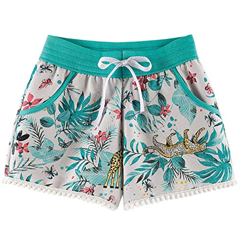 Shorts Infantil Menina Estampada Floral Verde - Fantoni