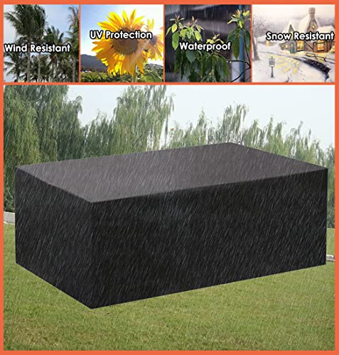 Oslimea Patio Furniture Cover Waterproof Outdoor Sectional Sofa Set Covers Heavy Duty Outdoor Rectangle Table And Chair Set Covers, Dust Proof Furniture Protective Cover Large 124" L X 63" W X 29" H #TOP5