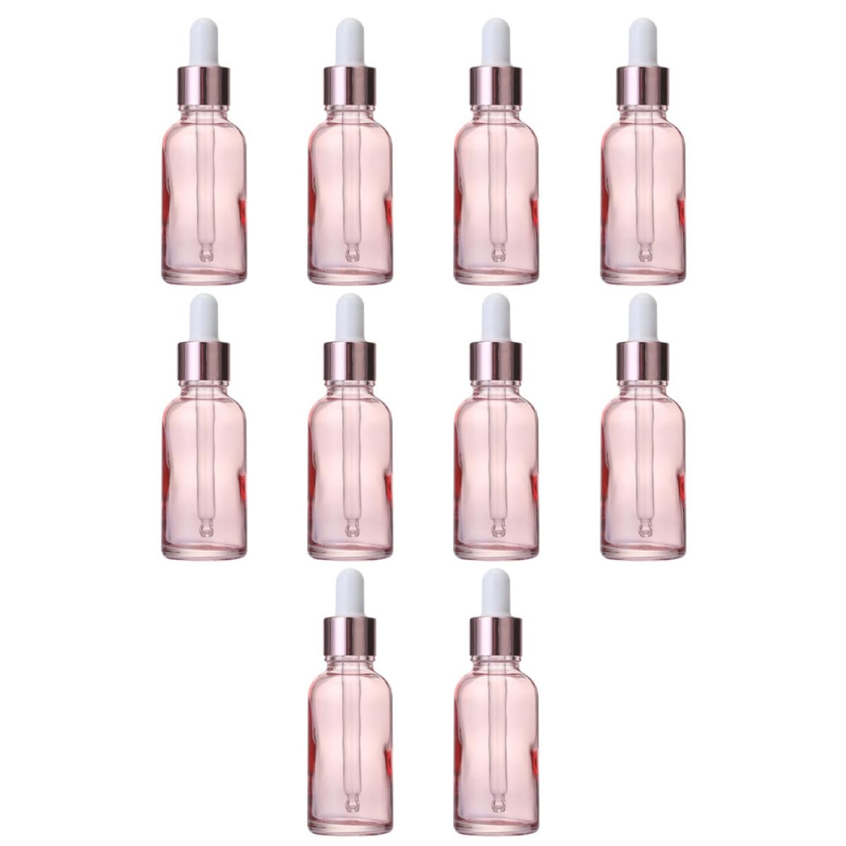Set di 30 Bottiglie Contagocce in Vetro Rosa per Olio Aromatico Pipetta, Flaconi per Cosmetici Riutilizzabili, per Aromaterapia e Miscele