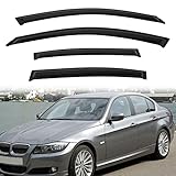 PLDDE Rain Guards Compatible with 2006-2011 BMW E90 3-Series 4-Door Sedan M3 323 325 328 330 335 i xdrive xi d Tape-On Side Window Visor Wind Deflector Vent Visors Car Accessories