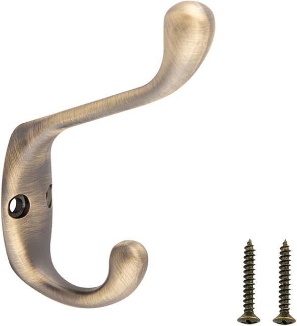 Amazon Basics AB4600-AS-5 Coat Hook, Antique Brass